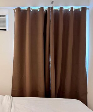 Blackout curtain for uninterrupted sleep.