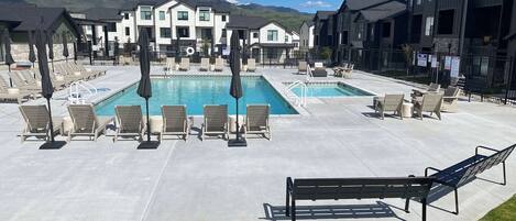 Pool and hot tub area.