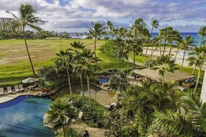 View from lanai overlooking Lagoon Pool and Beach Bar