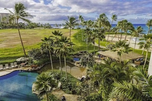 View from lanai overlooking Lagoon Pool and Beach Bar