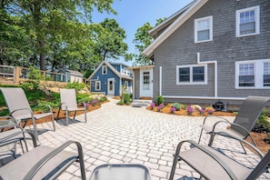 Enjoy the custom landscaping outdoors with the family!