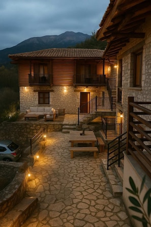 Exterior with stone details