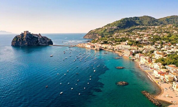 View of Ischia town with Aragonese Castle