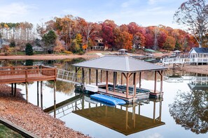 Our huge dock has room to tie most size boats.  Perfect to dock your rental!