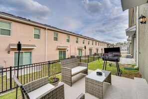 Furnished Patio w/ Seating | Smoker Grill