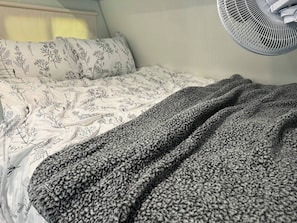 Queen-sized bed with brand new memory foam mattress. 