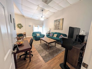 A comfy and laid-back space to relax after a long day.