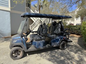 Ask about renting the owner's 2025 six-seater Bintelli Beyond electric golf cart! (Waiver required)
