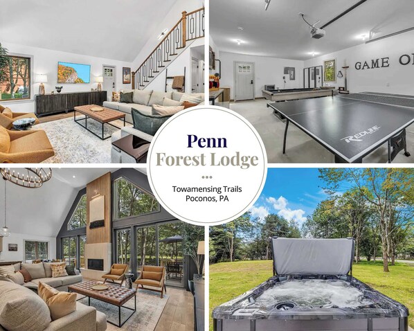 Welcome to Penn Forest Lodge – A stylish and cozy retreat designed for relaxation, entertainment, and making lasting memories in nature.