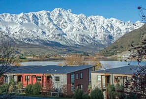 World-class views of the Remarkables.  Please note... this picture is taken from behind our apartment... our apartment is the top floor of the buildings in the centre of the picture.