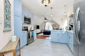 Open concept kitchen, fully stocked with all essentials, including nespresso!