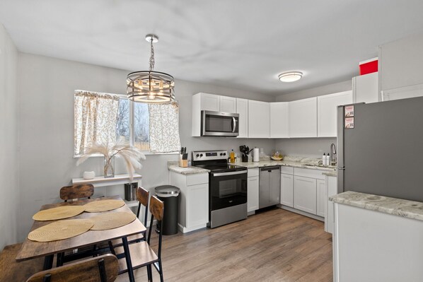 kitchen and dining area