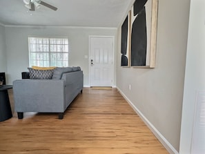 Walkway behind the couch for easy entry.