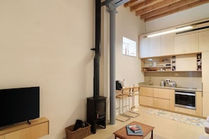 Antique Fireplace with Kitchen