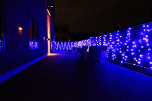 Roof terrace at night