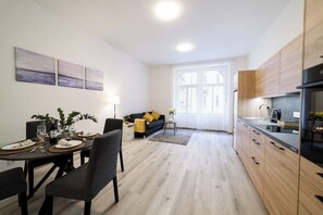 Living room and kitchen view