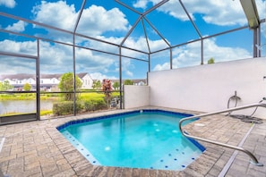 Private enclosed patio with splash pool
