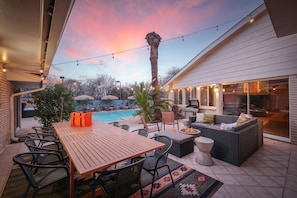 Dine under the open sky while enjoying stunning poolside views. The perfect spot for meals, relaxation, and unforgettable gatherings!