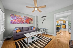 Living Room: Snuggle up and enjoy your favorite shows in our inviting living room!