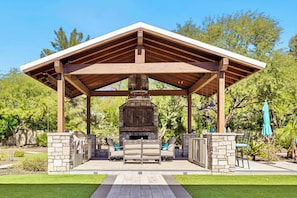 Enjoy the out door kitchen and fireplace area