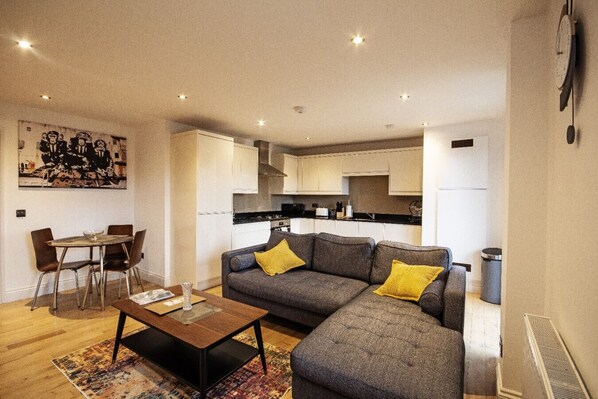 kitchen and living area