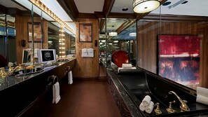 Full bathroom with a shower. Basic toiletries and towels are provided