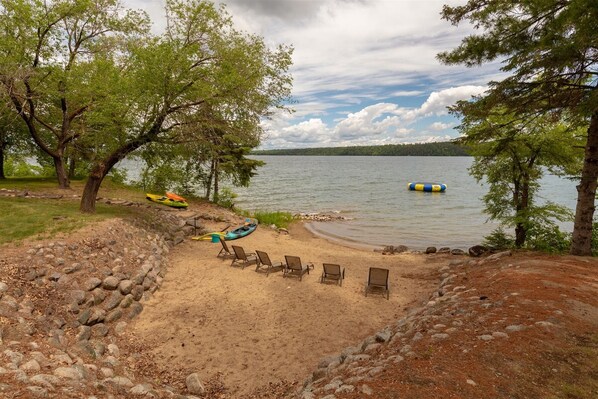 Water Trampoline and Kayaks for Your Use.