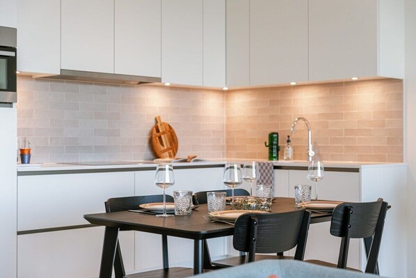Modern open kitchen with all amenities available