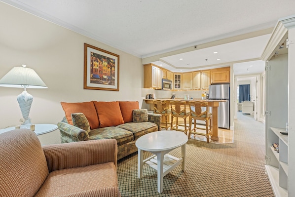 Living Area with Queen Sleeper Sofa