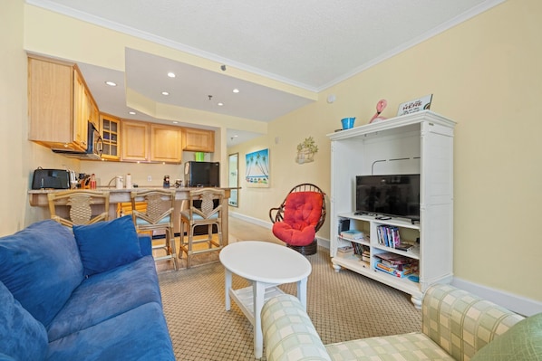 Living Area with Queen Sleeper Sofa