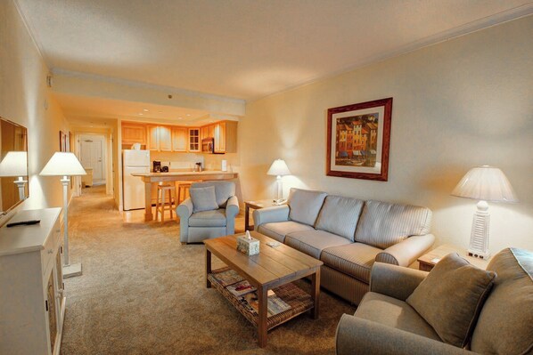 Living Area with Queen Sleeper Sofa