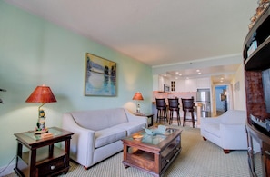 Living Area with Queen Sleeper Sofa