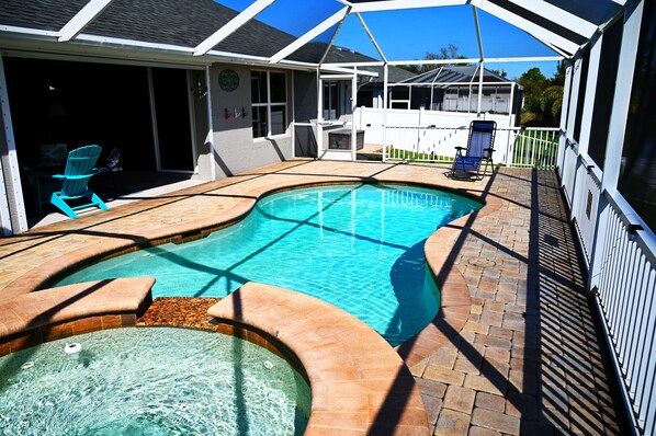 A heated pool and spa for your daily swimming and relaxing