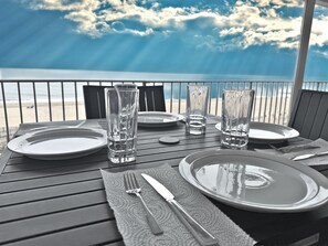 Dinner time on the balcony!