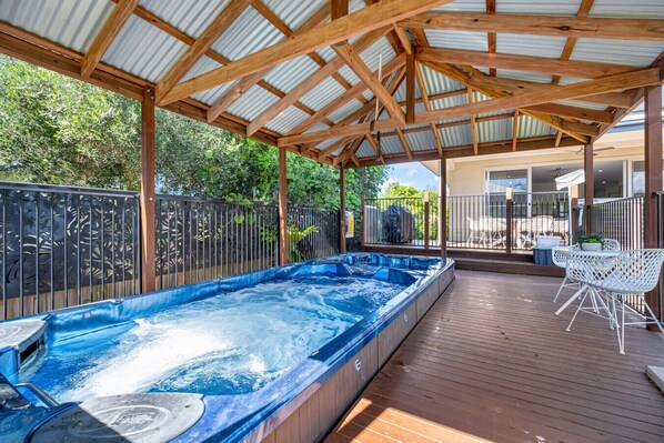 Swim spa and balcony area