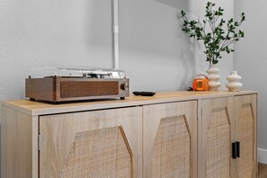 Stay in and "listen" to the records while you relax here.