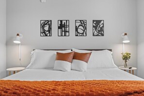 Stay here and relax in the King size bed and lush linens.