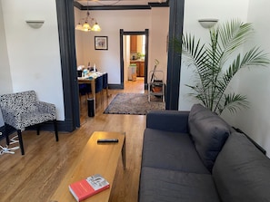 Living room with large screen TV