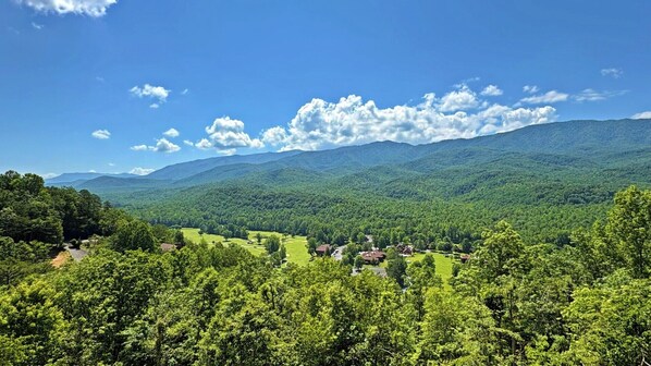 This is the view from the balcony and inside, for the price, it can't be beat!