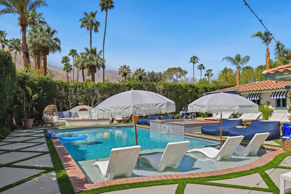Enjoy lounging on the Baja Tanning Shelf, Admire the Mountain View
