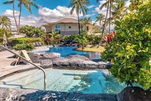 Spend your days lounging by the heated pool or take a refreshing swim under the warm Hawaiian sun.