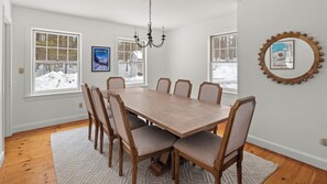 Fun time with family and friends in the inviting dining room.