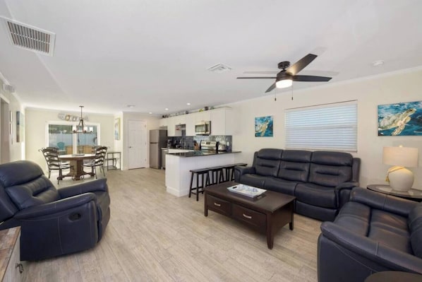 Living room and kitchen