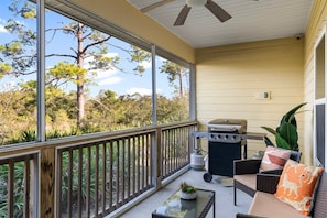 Enjoy the peaceful screened porch, perfect for morning coffee or evening cocktails!