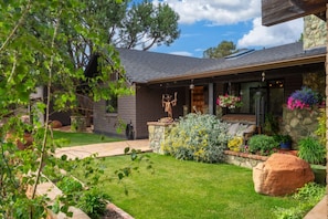 Enjoy the beauty of nature right outside your door, with vibrant plants and open green spaces.