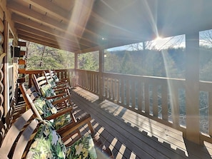 Deck with Rocking Chairs and Smoky Mountain Views