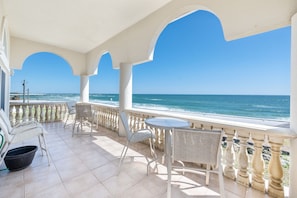 Ocean front balcony on second floor. Perfect for morning coffee with the sunrise and dolphin watching.
