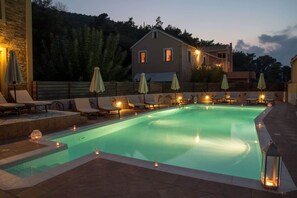 Swimming pool at night