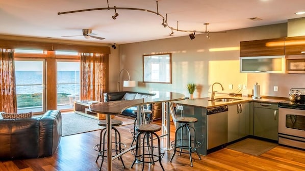 Bar Seating and Living Area