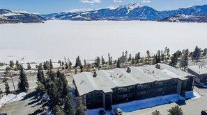 View of back of condo over Lake Dillon, 